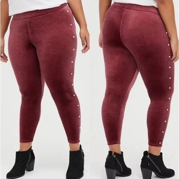 NWT Torrid Zinfandel Velvet Pearl Side Leggings  Size 1 (14/16) - Picture 1 of 12